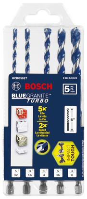 5 pc. BlueGranite™ Turbo Carbide Hammer Drill Bits Set_HCBG501T_PKG