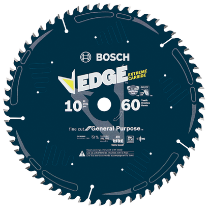 10 In. 60 Tooth Edge Table and Miter Saw Blade Fine Finish_DCB1060_Hero