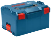 Bosch L-BOXX storage container with red latches and handles.