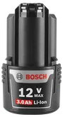 Bosch 12 V MAX 3.0 Ah Li-Ion battery.