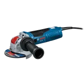 Bosch GWX13-50 HD angle grinder with black handle, black cord and X-LOCK grinding wheel.