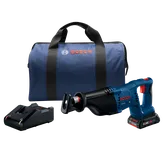 Bosch CRS180 reciprocating saw kit, charger, and carrying bag.