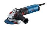 Bosch GWS14-50B angle grinder, with KickBack Control, Drop Control, and Brake System features.
