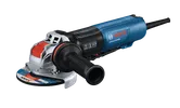 Bosch GWX14-50PBD angle grinder with kickback control, drop control, and brake system.