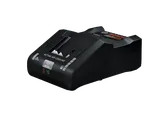 Bosch AMPShare charger with "TURBO" and "ACTIVE AIR COOLING" text, with power and mode indicator lights.