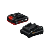 Dynamic Image of Bosch GXS18V-29N12 18V Starter Kit with 2 Ah Battery and Battery Charger.
