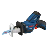 Bosch PS60 HD reciprocating saw with blade, "SWISS MADE" and "Metal" visible on blade.