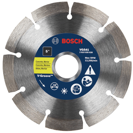 5 In. Segmented Rim V-Groove Diamond Blade for Universal Rough Cuts