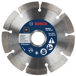 Bosch 5", 7/8" circular saw blade VG564, Max RPM 12,250/min, for Hard Concrete/Mortar.