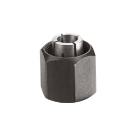 A metal collet nut.