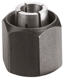 A metal collet nut with an inner collet part.