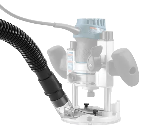 Bosch router with attached dust collection system.