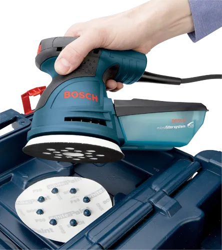 Bosch microfilter system sander with visible brand name.