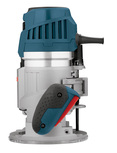 Bosch router, with the "BOSCH" brand visible.