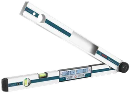 Bosch Professional GAM 270 MFL digital level with displayed readings and bubble levels.