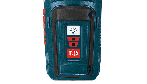 Bosch tool with light, power, and drill symbols.