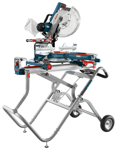 Bosch T4B Gravity Rise miter saw, on stand.