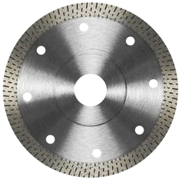 Bosch circular saw blade with center and peripheral holes.