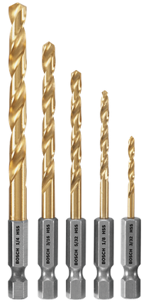 5 Pc. Impact Tough™ Titanium Nitride Coated Drill Bit Set
