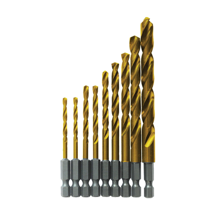 9 Pc. Impact Tough™ Titanium Nitride Coated Drill Bit Set