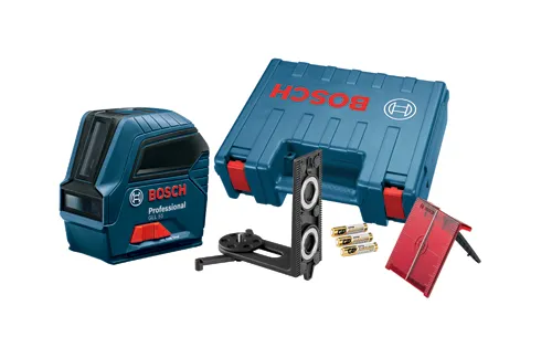 Bosch cross line laser with accessories.