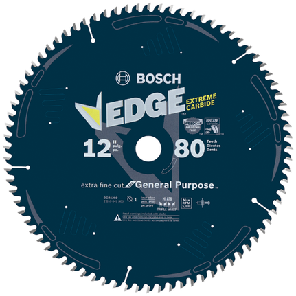 12 In. 80 Tooth Edge Circular Saw Blade for Extra-Fine Finish