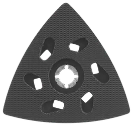 Bosch triangular sanding pad with multiple holes.