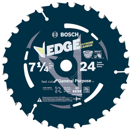3 pc. 7-1/4 In. 24 Tooth Edge Circular Saw Blades for Framing (Bulk)