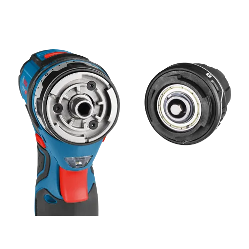 Bosch cordless drill with a removable chuck.