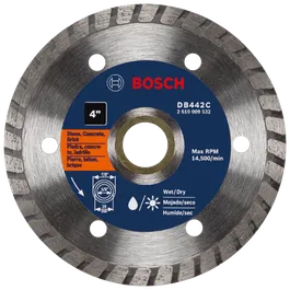 Bosch 4" DB442C circular blade, for stone, concrete, and brick, with Max RPM 14,500/min.