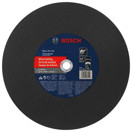 14 In. 5/32 In. 20 mm Arbor Type 1A (ISO 41) 24 Grit Metal Cutting Bonded Abrasive Wheel