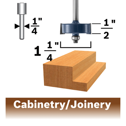 3/8 In. x 1/2 In. Carbide-Tipped Rabbeting Router Bit