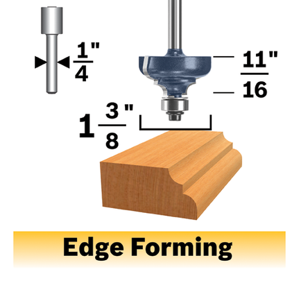 1-3/8 In. x 11/16 In. Carbide-Tipped Cove and Bead Router Bit