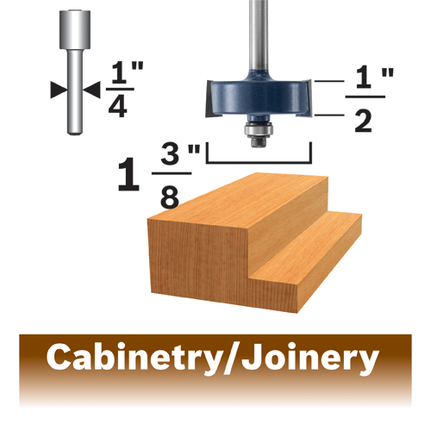 1/2 In. x 1/2 In. Carbide-Tipped Rabbeting Router Bit