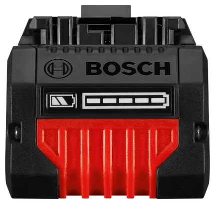 Bosch battery with "BOSCH" logo and battery level indicator.