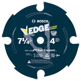 Bosch EDGE 7 1/4" Fiber Cement CB704FC blade with 4 teeth, 5/8" inch arbor, and Max RPM 7,900.