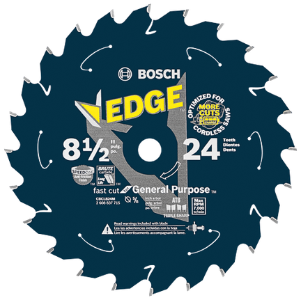 8-1/2 In. 24 Tooth Edge Cordless Circular Saw Blade for General Purpose