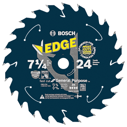 7-1/4 In. 24 Tooth Edge Cordless Circular Saw Blade for General Purpose