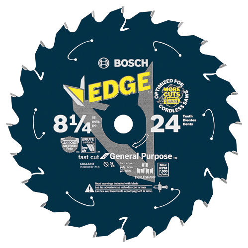 8-1/4 In. 24 Tooth Edge Cordless Circular Saw Blade for General Purpose, CBCL824T, Hero