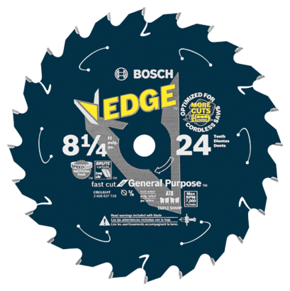 8-1/4 In. 24 Tooth Edge Cordless Circular Saw Blade for General Purpose, CBCL824T, Hero