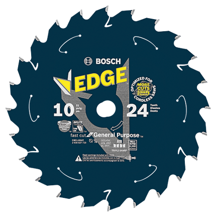 10 In. 24 Tooth Edge Cordless Circular Saw Blade for General Purpose
