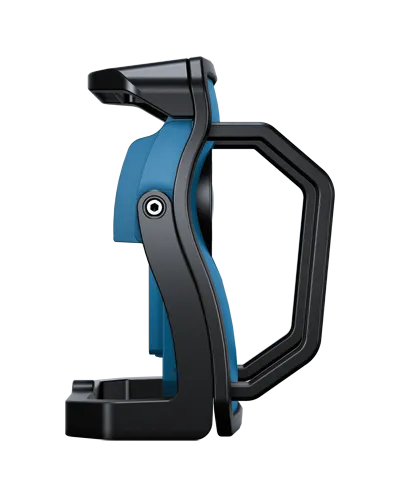 Black and blue tool with a handle.