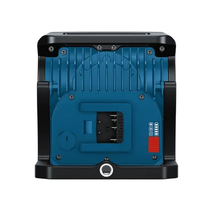 Bosch blue and black work light with battery level indicator.
