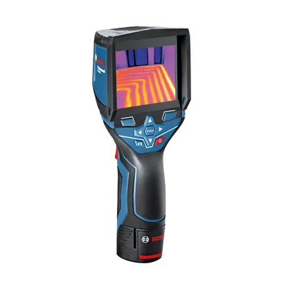 Bosch Professional thermal camera displaying a heat map.