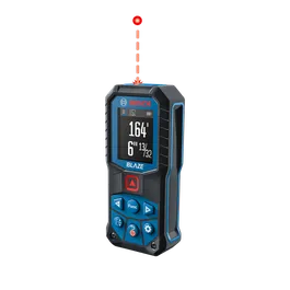 Bosch BLAZE laser distance meter with visible text: 164' 6" 13/32.
