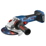 Bosch GWS18V-13C angle grinder with "BOSCH" printed on the handle. "Type 27" and model "GW27M600" visible on grinding disc.