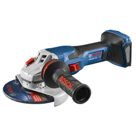 Bosch GWS18V-13C angle grinder with "BOSCH" printed on the handle. "Type 27" and model "GW27M600" visible on grinding disc.