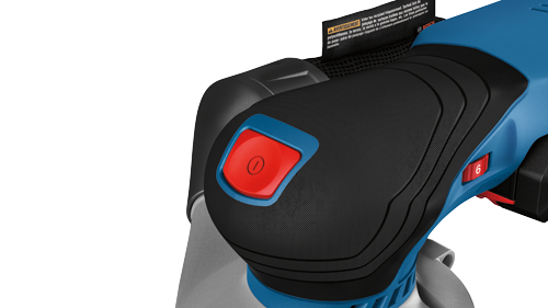 Bosch tool with red "6" and "A AVERTISSEMENT" text and a power button with an "I" inside.