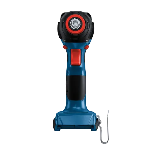 Bosch blue and black impact wrench with red accents.