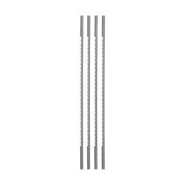 Four metal saw blades with jagged edges.